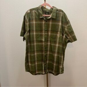 Prana Benton Plaid Green Iguana Button Down Shirt XXL